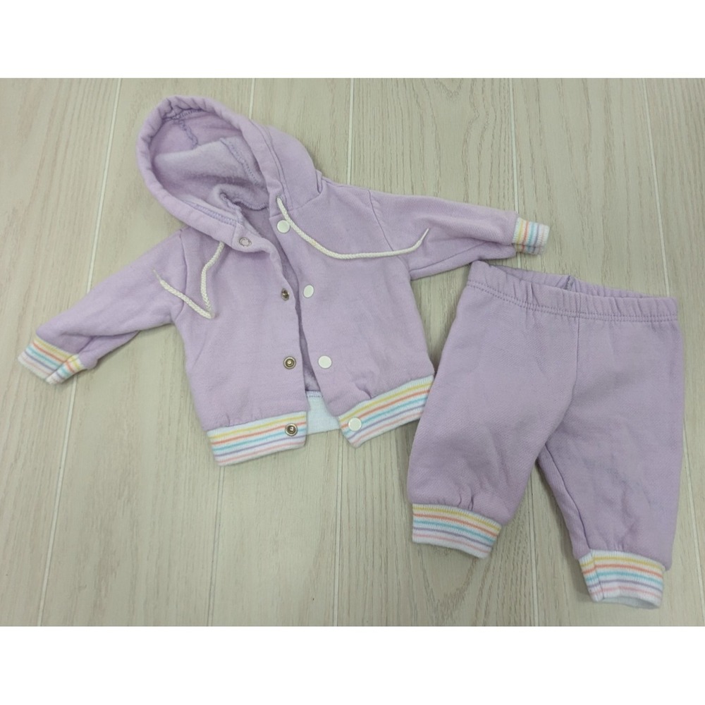 Sears USA made Acrylic newborn baby girl vintage purple hoodie sweatpants set